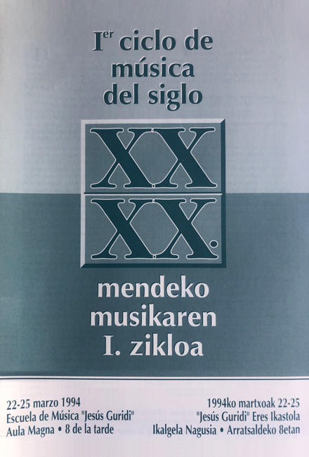 Cartel I CICLO DE MÚSICA DEL SIGLO XX