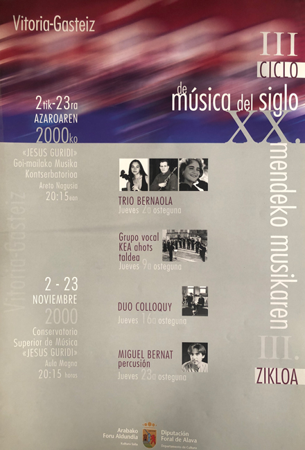Cartel III CICLO DE MÚSICA DEL SIGLO XX