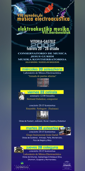 Cartel VIII JORNADAS DE MÚSICA ELECTROACÚSTICA