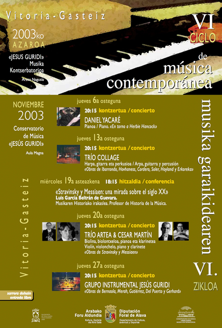Cartel VI CICLO DE MÚSICA DEL SIGLO XX